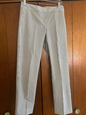 J. Crew Women's Seersucker Stripe Chinos - White & Navy